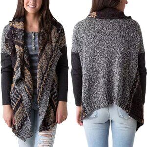 BKE Open Weave Knit Cardigan Sweater Women's Large Eclectic Grandpa Western Wool